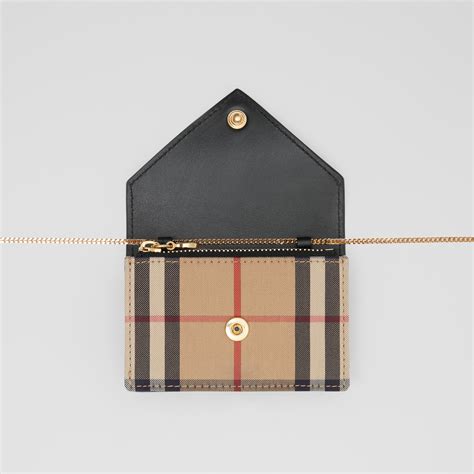 burberry vintage check and leather card case|Burberry Check card case.